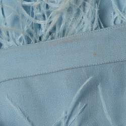 Cult Gaia Blue Feather Trim Crepe Mini Shannon Dress S