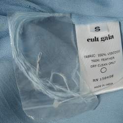 Cult Gaia Blue Feather Trim Crepe Mini Shannon Dress S