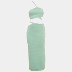 Cult Gaia Blue Chaya Knit Cut-Out Detail Top and Skirt Set S