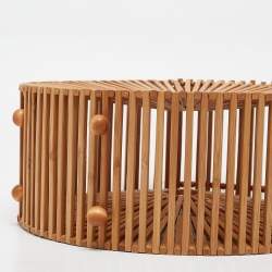 Pre Owned Cult Gaia Tan Bamboo Round Zaha Tote