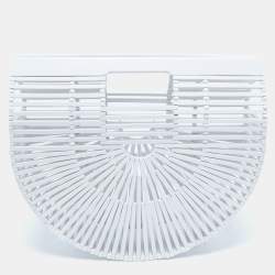 Pre Owned Cult Gaia White Bamboo Small Ark Top Handle Bag