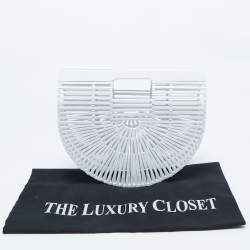 Pre Owned Cult Gaia White Bamboo Small Ark Top Handle Bag