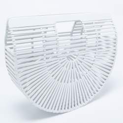 Pre Owned Cult Gaia White Bamboo Small Ark Top Handle Bag