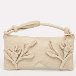 Cult Gaia Natural Woven Fabric Hera Shoulder Bag