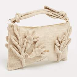 Cult Gaia Natural Woven Fabric Hera Shoulder Bag