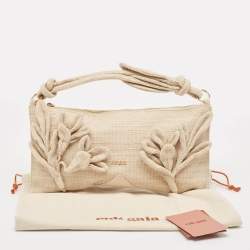 Cult Gaia Natural Woven Fabric Hera Shoulder Bag
