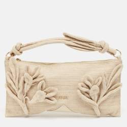 Cult Gaia Natural Woven Fabric Hera Shoulder Bag