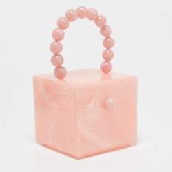 Pre Owned Cult Gaia Pink Marble Print Acrylic EOS Box Bag