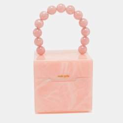 Pre Owned Cult Gaia Pink Marble Print Acrylic EOS Box Bag