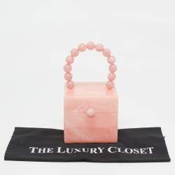 Pre Owned Cult Gaia Pink Marble Print Acrylic EOS Box Bag