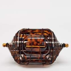 Cult Gaia Brown Acrylic Lilleth Top Handle Bag