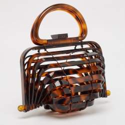 Cult Gaia Brown Acrylic Lilleth Top Handle Bag