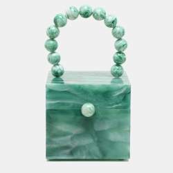 Cult Gaia Sage Acrylic Eos Top Handle Box Bag