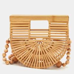 Pre Owned Cult Gaia Brown Bamboo Micro Ark Crossbody Bag