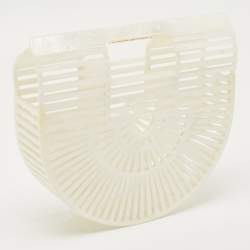 Pre Owned Cult Gaia Pearl White Acrylic Mini Ark Clutch