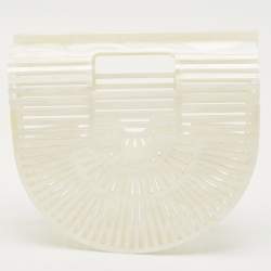 Pre Owned Cult Gaia Pearl White Acrylic Mini Ark Clutch