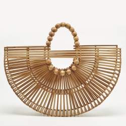 Pre Owned Cult Gaia x Adriana Degreas Brown Bamboo Fan Ark clutch