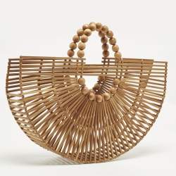Pre Owned Cult Gaia x Adriana Degreas Brown Bamboo Fan Ark clutch