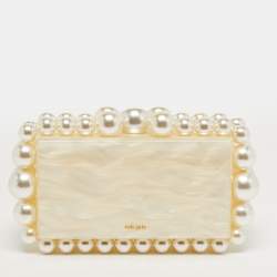 Pre Owned  Cult Gaia EOS Pearl Off White Acrylic Box Clutch