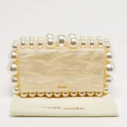 Pre Owned  Cult Gaia EOS Pearl Off White Acrylic Box Clutch