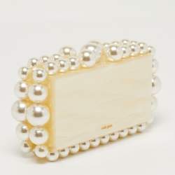 Pre Owned  Cult Gaia EOS Pearl Off White Acrylic Box Clutch