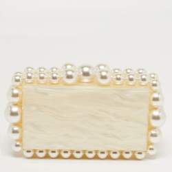 Pre Owned  Cult Gaia EOS Pearl Off White Acrylic Box Clutch
