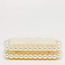 Pre Owned  Cult Gaia EOS Pearl Off White Acrylic Box Clutch