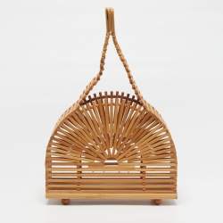 Pre Owned Cult Gaia Dome Natural Bamboo Clutch