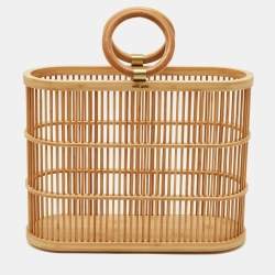 Pre Owned حقيبة يد كالت غايا قش مشغول بامبو Coco بيج