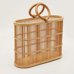 Pre Owned Cult Gaia Coco Beige Bamboo Tote