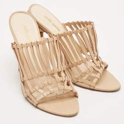 Cult Gaia Beige Leather Mules Size 37.5
