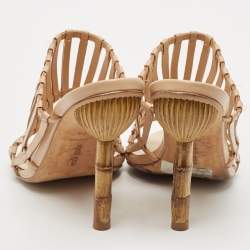 Cult Gaia Beige Leather Mules Size 37.5