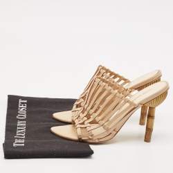 Cult Gaia Beige Leather Mules Size 37.5