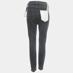 Pre Owned Current Elliott Grey Denim The Ultra High Waist Skinny Jeans L Waist 32"