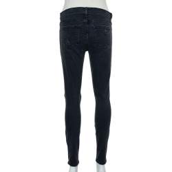 Pre Owned Current Elliot Black Denim Destroyed Stilletto Jeans M