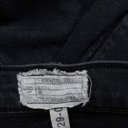 Pre Owned Current Elliot Black Denim Destroyed Stilletto Jeans M