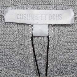 Cushnie et Ochs Grey Stretch Knit Long Sleeve Crop Top M