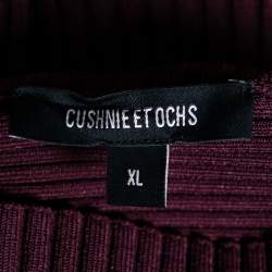 Pre Owned Cushnie et Ochs Burgundy Rib Knit Cut-Out Detail Sweater XL