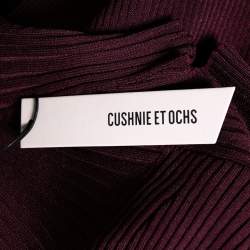Pre Owned Cushnie et Ochs Burgundy Rib Knit Cut-Out Detail Sweater XL