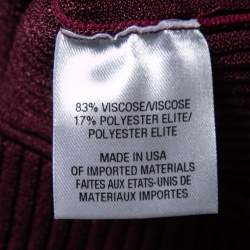 Pre Owned Cushnie et Ochs Burgundy Rib Knit Cut-Out Detail Sweater XL