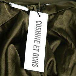 Pre Owned Cushnie Et Ochs Safari Green Stretch Cotton Keyhole Detail Mini Dress XS 