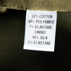 Pre Owned Cushnie Et Ochs Safari Green Stretch Cotton Keyhole Detail Mini Dress XS 