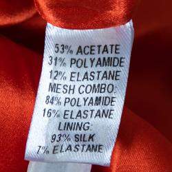 Cushnie Et Ochs Tangerine Orange Stretch Satin Jersey Mesh Paneled Gown S