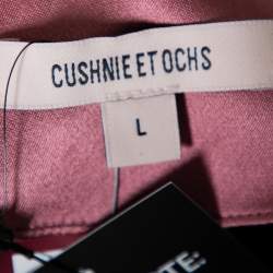 Cushnie et Ochs Pink Silk Charmeuse Faux Wrap  Body Suit L
