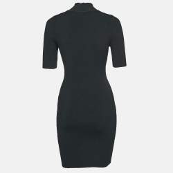 Pre Owned Cushnie Black Rib Knit High Neck Bodycon Mini Dress M