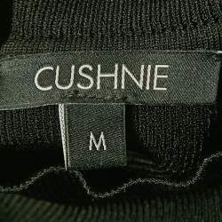 Pre Owned Cushnie Black Rib Knit High Neck Bodycon Mini Dress M