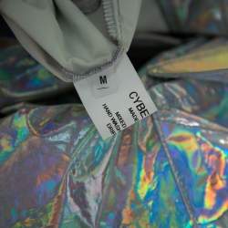 Cyber Dog Silver Synthetic Holographic Oversized Proton Pants M