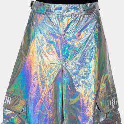 Cyber Dog Silver Synthetic Holographic Oversized Proton Pants M