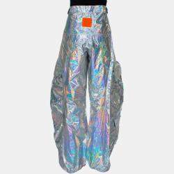 Cyber Dog Silver Synthetic Holographic Oversized Proton Pants M