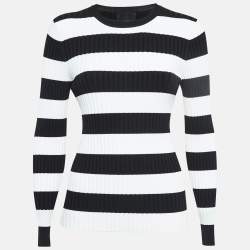 Cynthia Rowley Black/White Stripe Patterned Full Sleeve Sweater M